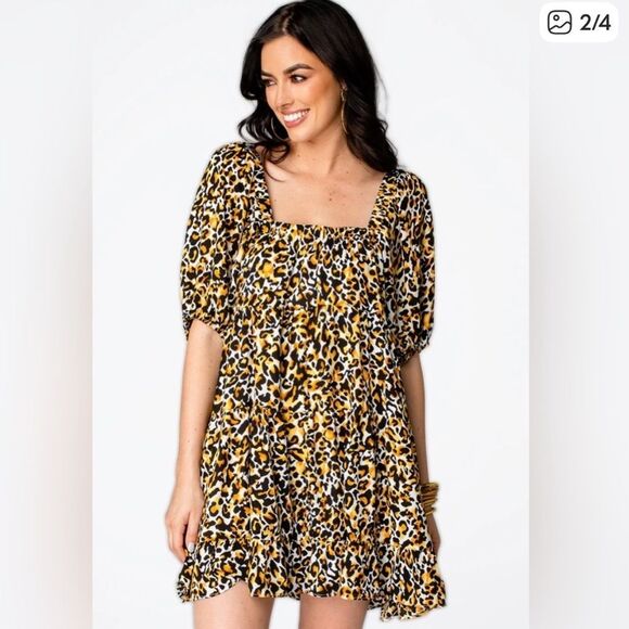 Buddy Love Becca Babydoll Dress Animal Print Allycat NEW - Picture 12 of 13